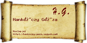 Hankóczy Géza névjegykártya