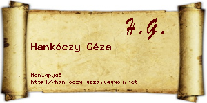 Hankóczy Géza névjegykártya